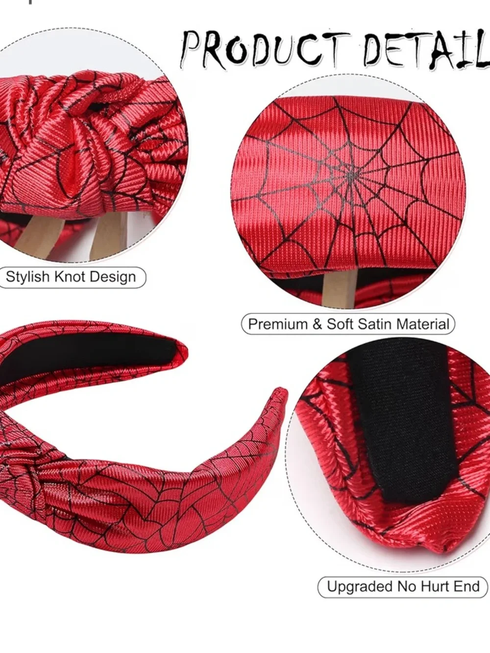 NEW Girls Spider-Man Knot Headband with Black Web Print